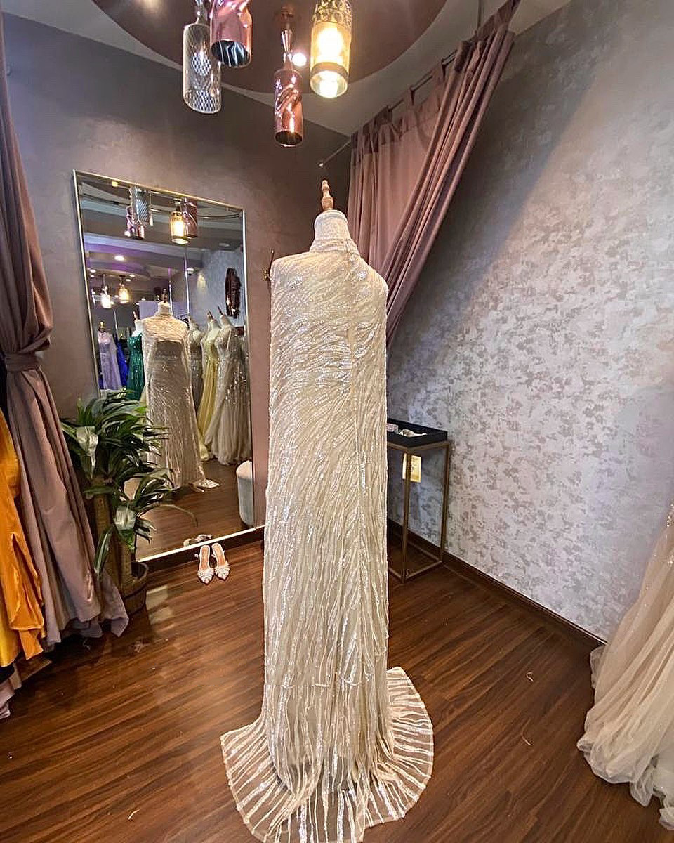 Fatapaese-パーソナライズされたキャップ付きのイブニングドレス,シャンパン,パール,ドバイ,アラビアの人魚,結婚披露宴,有名なウエディング,豪華な真珠