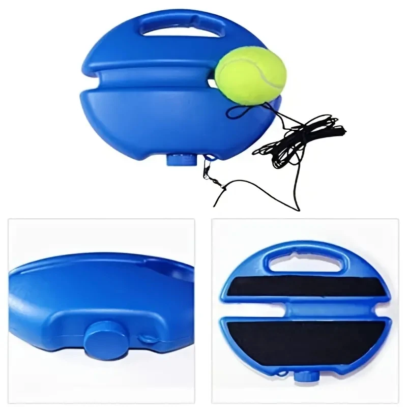 Base de ayuda de entrenamiento de tenis de alta resistencia con pelota de cuerda elástica, dispositivo de entrenamiento de rebote automático
