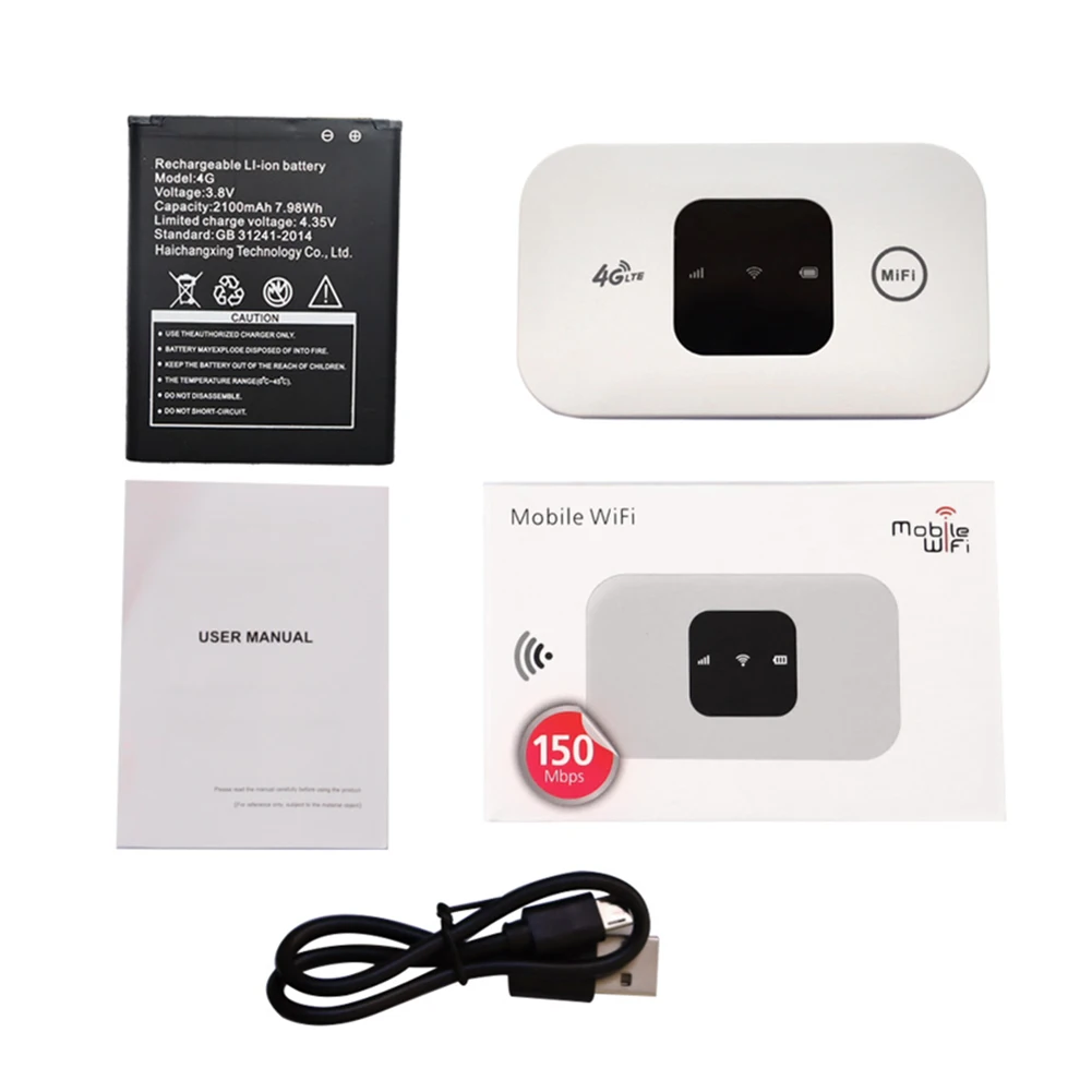 4G Pocket WiFi Router แบบพกพา Hotspot 150Mbps โมเด็มไร้สายพร้อมซิมการ์ดสล็อต 4G Wireless Router ครอบคลุมกว้าง