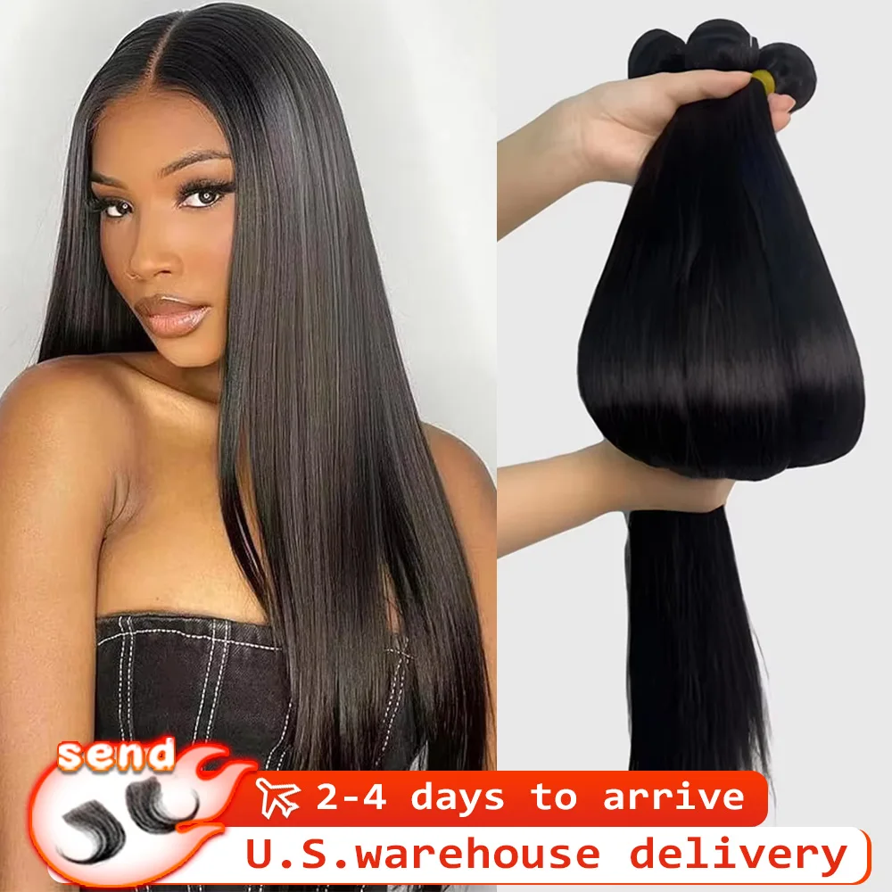 Pacotes de cabelo reto brasileiro remy tecer cabelo humano pacotes 10-30 polegada extensões de cabelo cor preta natural para mulher