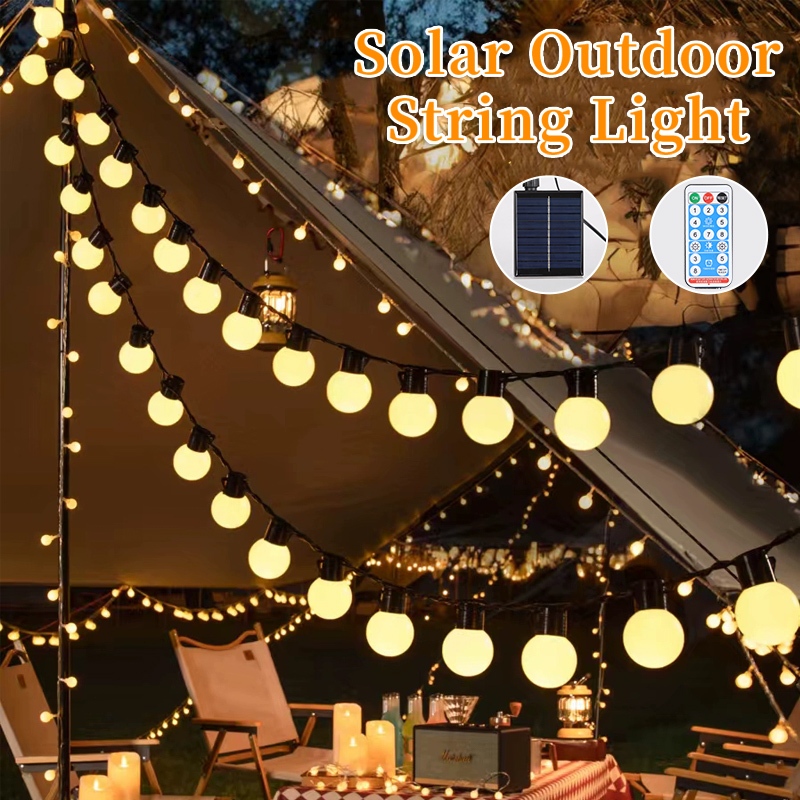 Наружный солнечный свет, водонепроницаемая струна, теплая лампочка с дистанционным управлением, 7/10/15 м для солнечного сада, балкона, декоративного освещения