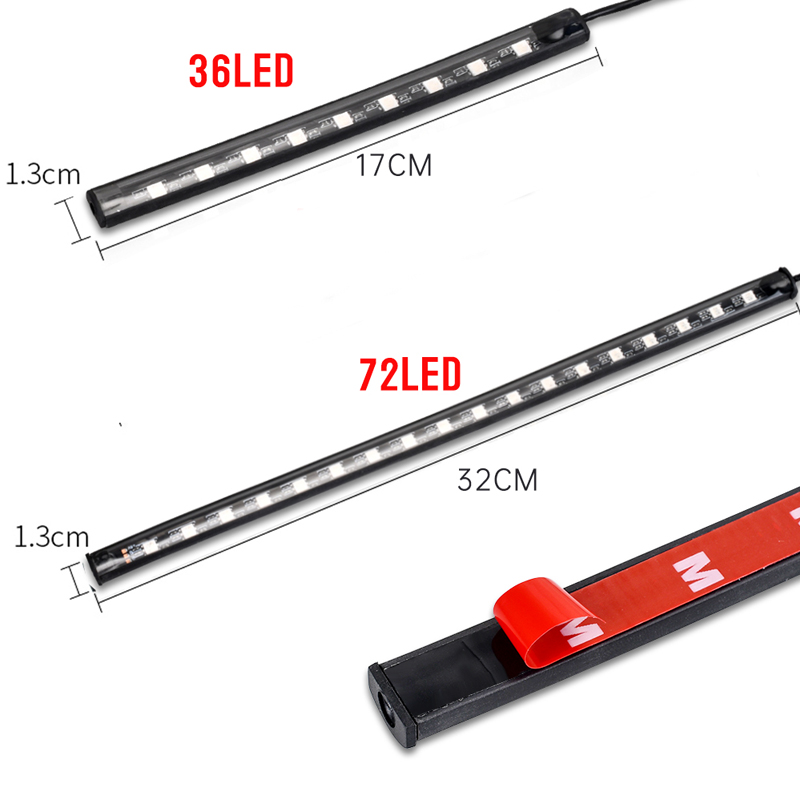 APP LED motocicleta coche atmósfera pie luz control remoto flexible impermeable sonido 12V moto decorativa lámpara ambiente tira