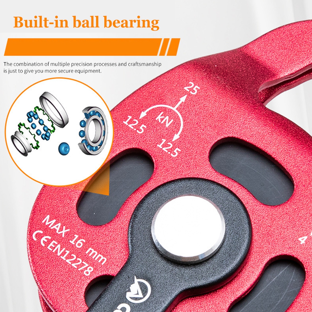 Polia de elevação para escalada, dispositivo de polia de peso, resgate, equipamento de sobreviver, escalada em rocha, alta altitude, transporte pesado, sem esforço