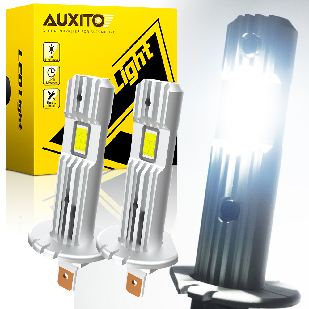 AUXITO H1 faro LED H1 bombillas LED Canbus sin polaridad para Ford focus fiesta Skoda Fanless 6500K lámpara H1 superbrillante luz antiniebla