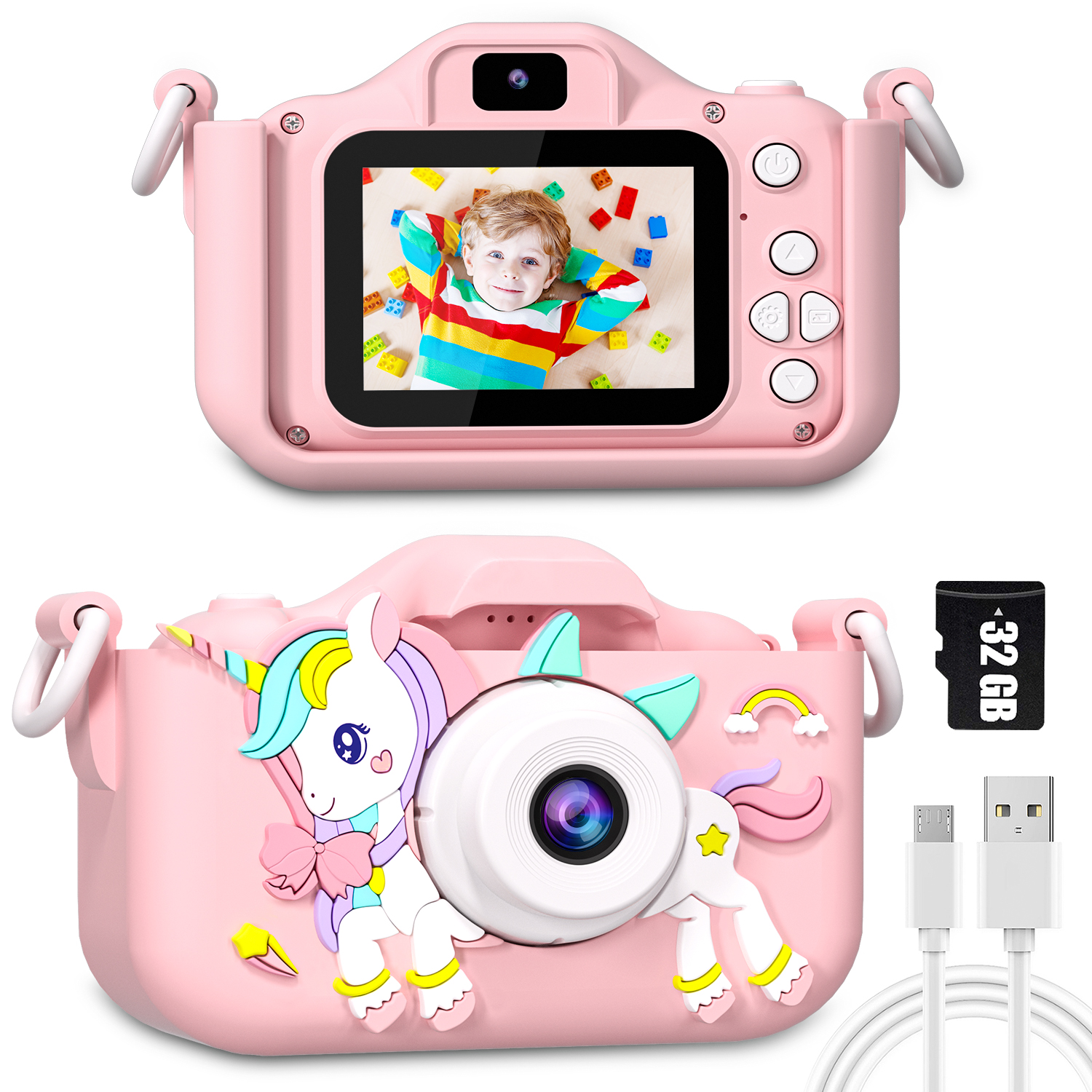 1080P HD Children Camera Toys 2 Inch Color Display Kids Digital Camera Chirstamas Gifts Mini Cartoon Camera for Girls Boys