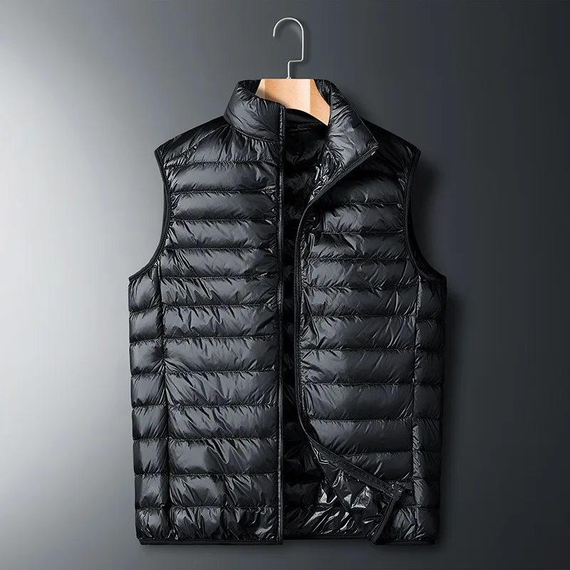 CHUJIE Winter ärmellose Pufferweste Jacke Herren verstaubar weiße Entendaunenweste leichter wasserdichter lässiger Herrenmantel