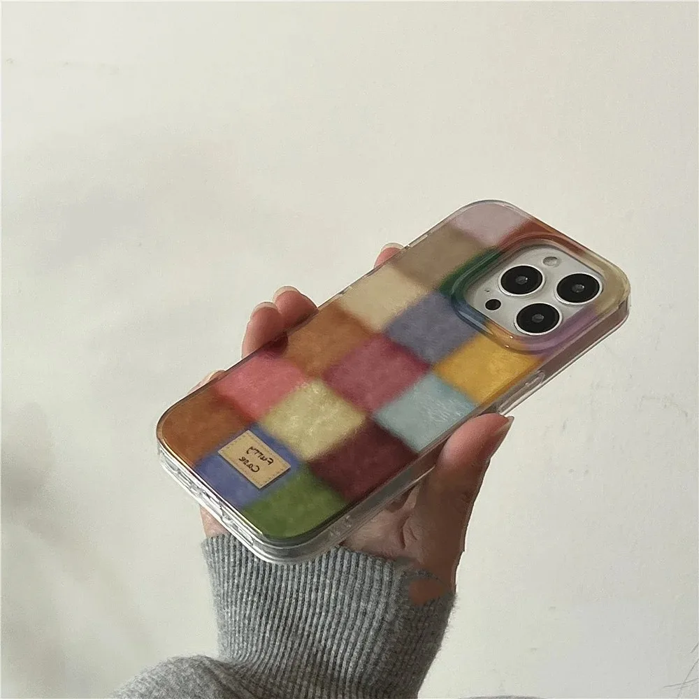 Симпатичный клетчатый прозрачный чехол Dopamine Color Block для iPhone 16, 15, 14, 13, 12, 11 Pro Max XS XR X SE 7, 8 Plus, мягкий чехол в клетку