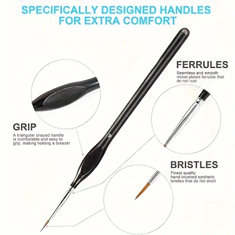 3/6Pcs Fine Tip Paint Brush Set - Synthetic Nylon Hair for Acrylic Painting, Model Detailing & Miniature Art | Precision Crafted