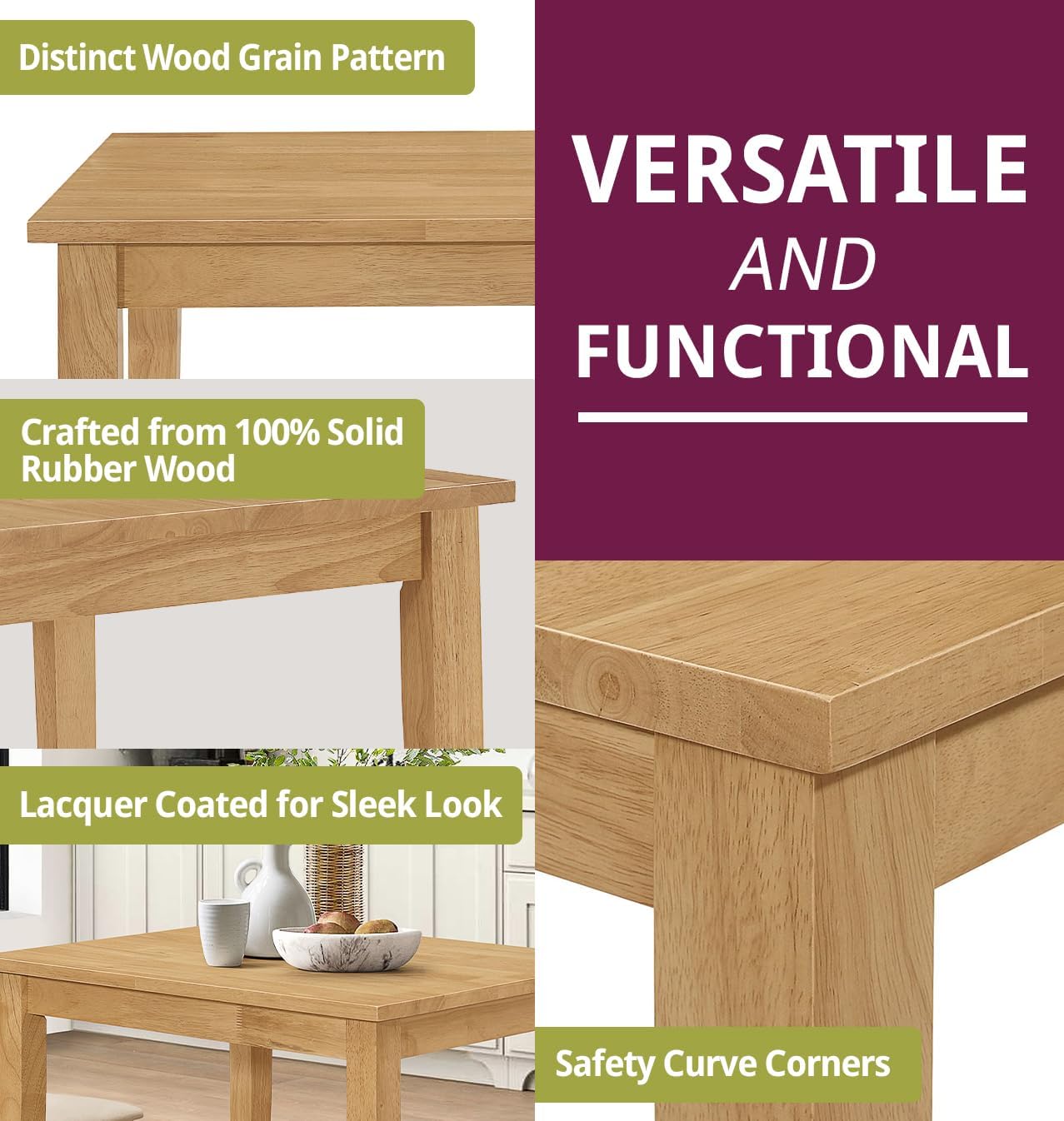 Furniture Ledbury Light Oak Dining Table and Chairs Set 2, Small Kitchen Table and Grey Leather Effect Dining Chairs w