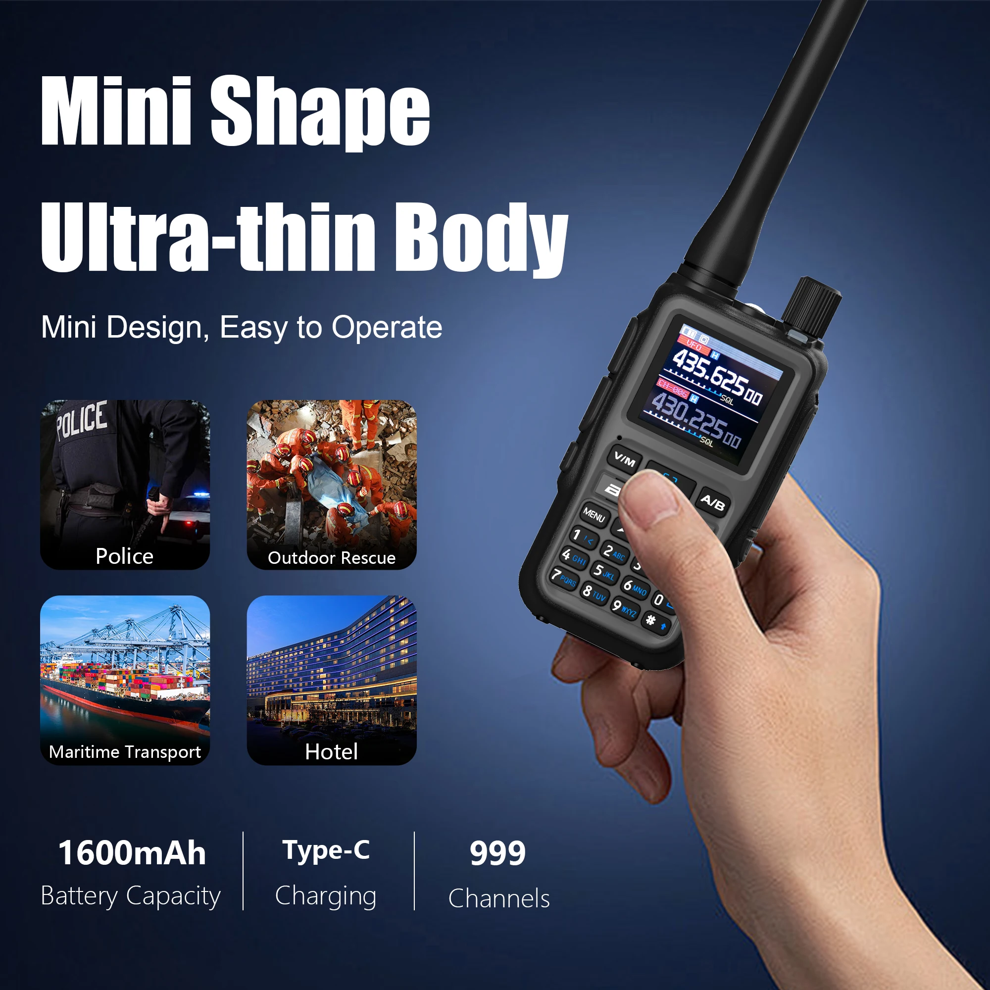 Baofeng UV 5R Mini Walkie Talkie Bluetooth Frecuencia de programación Hopping Tipo-C Jack Múltiples Colores PTT Dual Camping Ham Radios