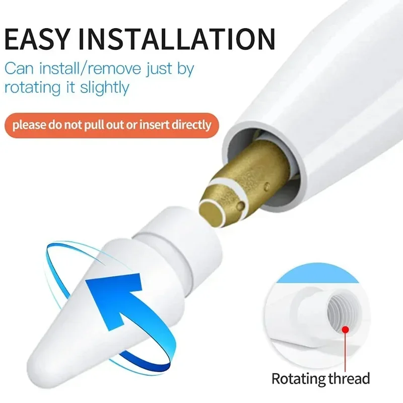 For Apple Pencil Nib for Apple Pencil 1st 2nd Generation Tip for iPencil Smooth Spare Tips for iPad Stylus Pen Replacement Nibs