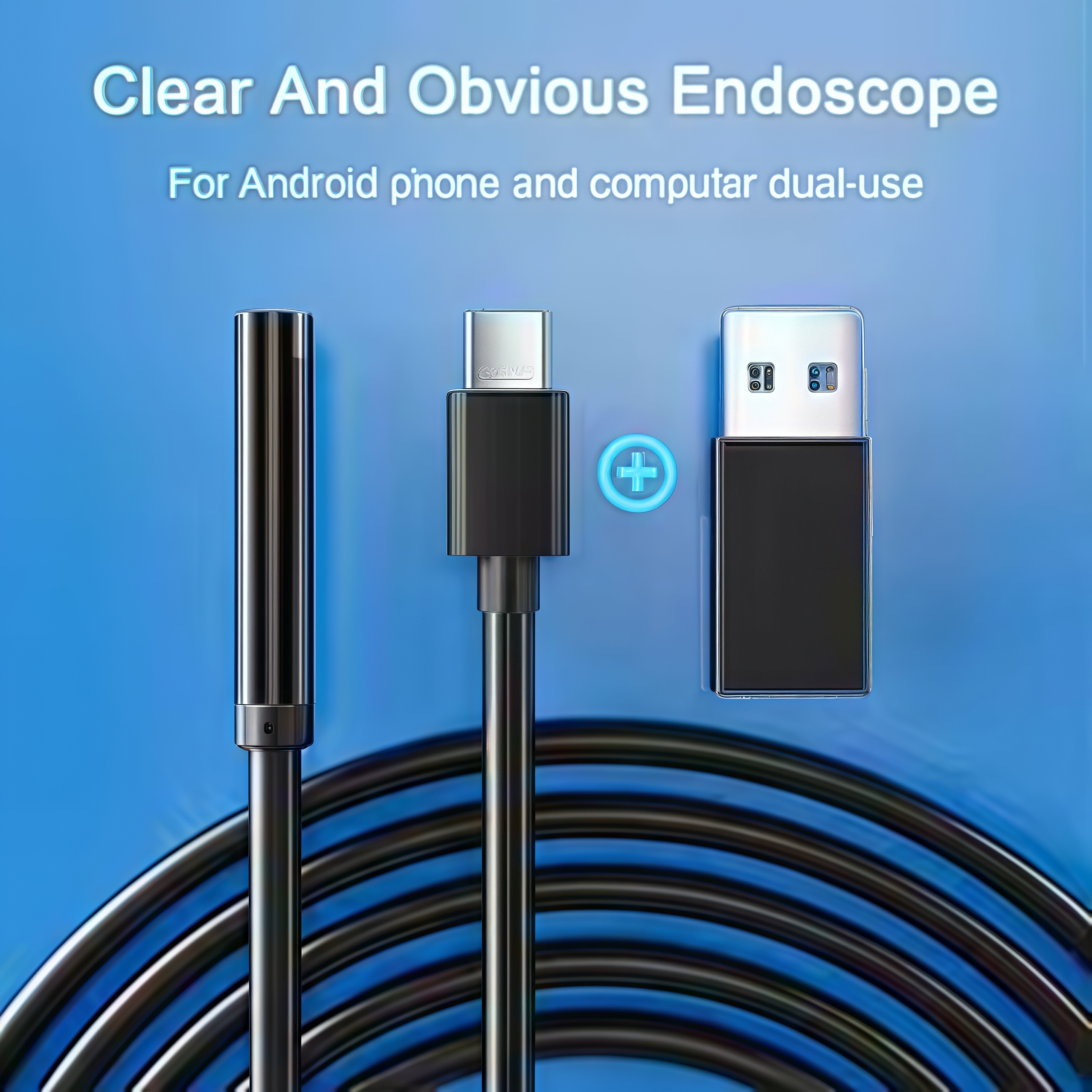 7.0mm USB-C Endoscope Camera, IP67 Waterproof with 6 Adjustable LEDs, Flexible Borescope for Android/PC/Phone Inspection