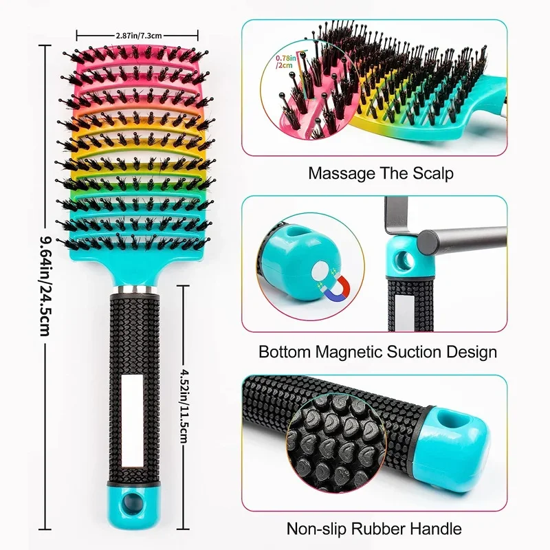 1 cepillo mágico para el cabello para masaje del cuero cabelludo para mujeres, herramienta profesional para desenredar para cabello rizado húmedo, herramienta de peluquería