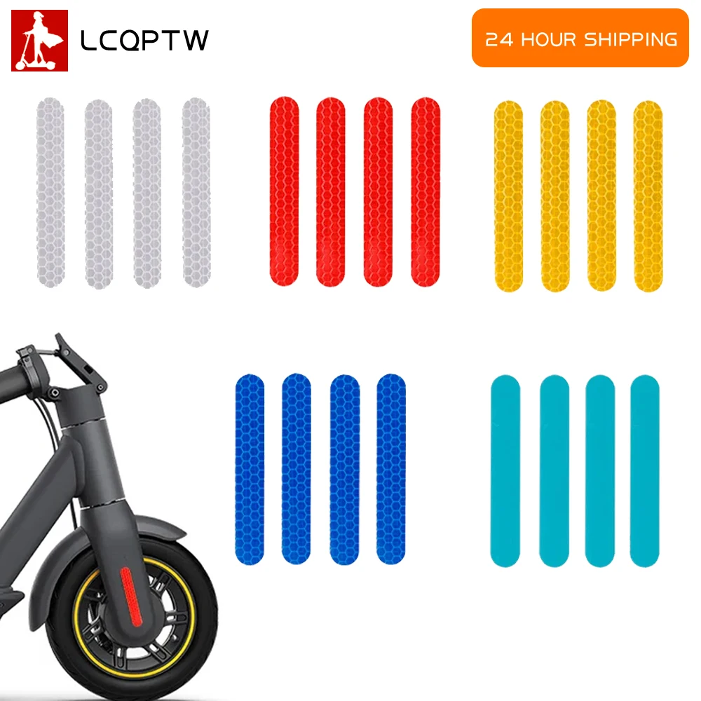 4 pçs/set capa da roda traseira dianteira adesivo eficaz para ninebot max g30 scooter elétrico aviso novo adesivo reflexivo à prova de poeira