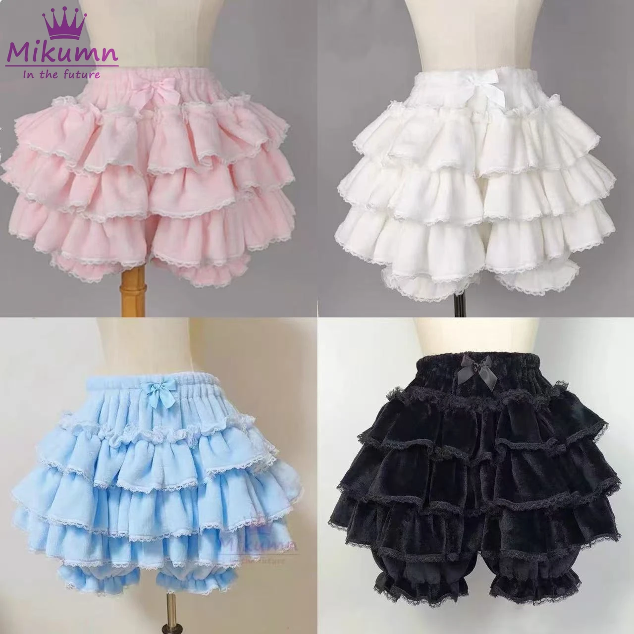 Harajuku Y2k Süße Rosa Weiße Kürbis Hosen Lolita Herbst Winter JK Plüsch Shorts Japanische Kawaii Rüschen Laterne Shorts