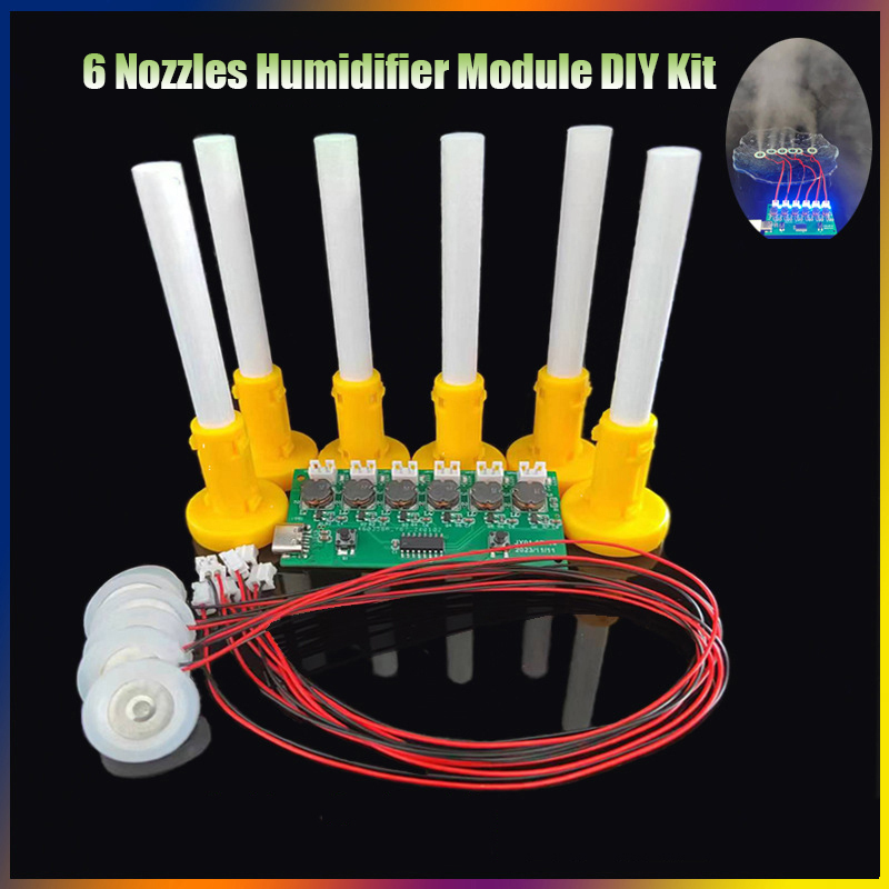 1Set Humidifier Module DIY Kit Nebulizing Control Board Ultrasonic Nebulizer Mist Driver Circuit Board Type-C Interface 6 Nozzle