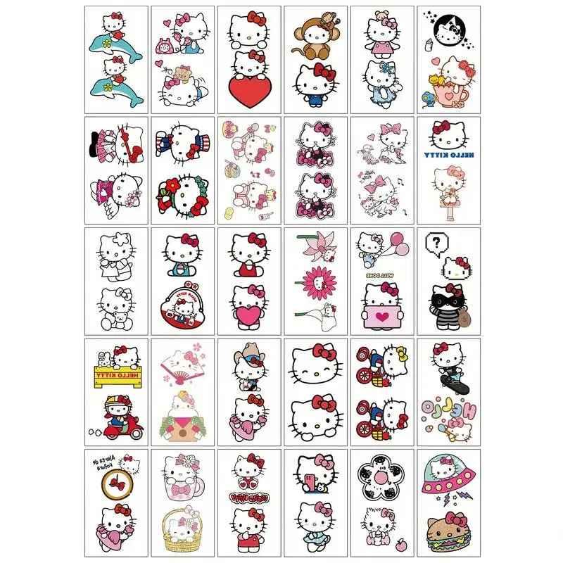 Olá kitty tatuagens temporárias kuromi bonito anime tatuagens à prova dwaterproof água sanrio cor durável kawaii tatuagem adesivo presentes