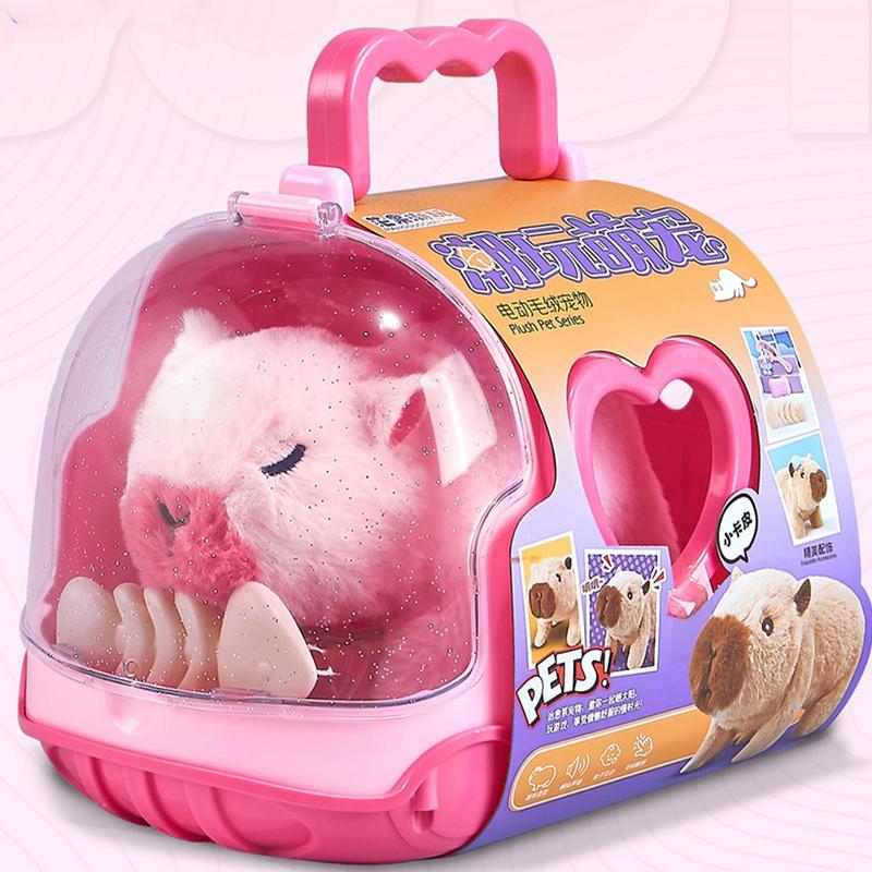 Figura de capibara eléctrica, muñeco que camina con sonido, juguete de peluche para niños y niñas mayores de 3 años, compañero de Animal para estudio y sala de estar