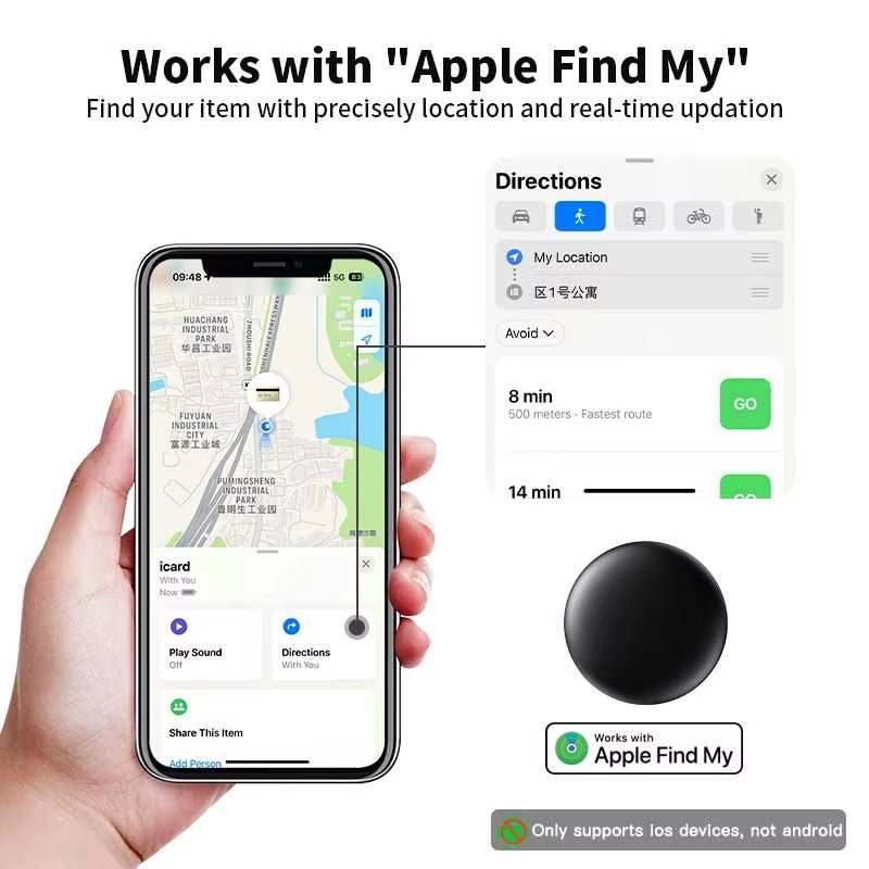 GPS Smart Tracker MFI-Zertifizierung Anti-Verlust-Erinnerungsgerät Schlüsselmappe Auto Smart Air Tag Funktioniert mit Apple Find My IOS System