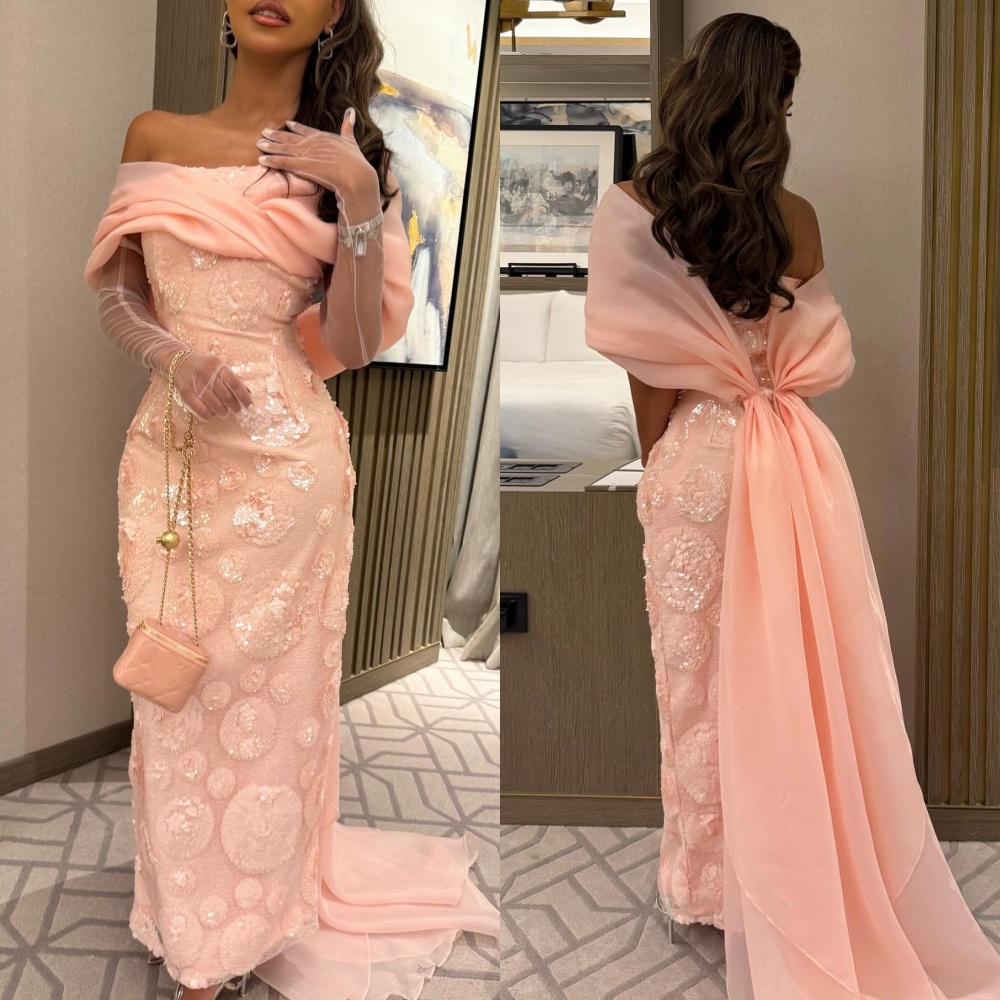 Maßgeschneiderte, komplizierte, modische Organza-Pailletten, gerüschte, gerade, schulterfreie lange Kleider, maßgeschneiderte Kleider für besondere Anlässe, exquisit