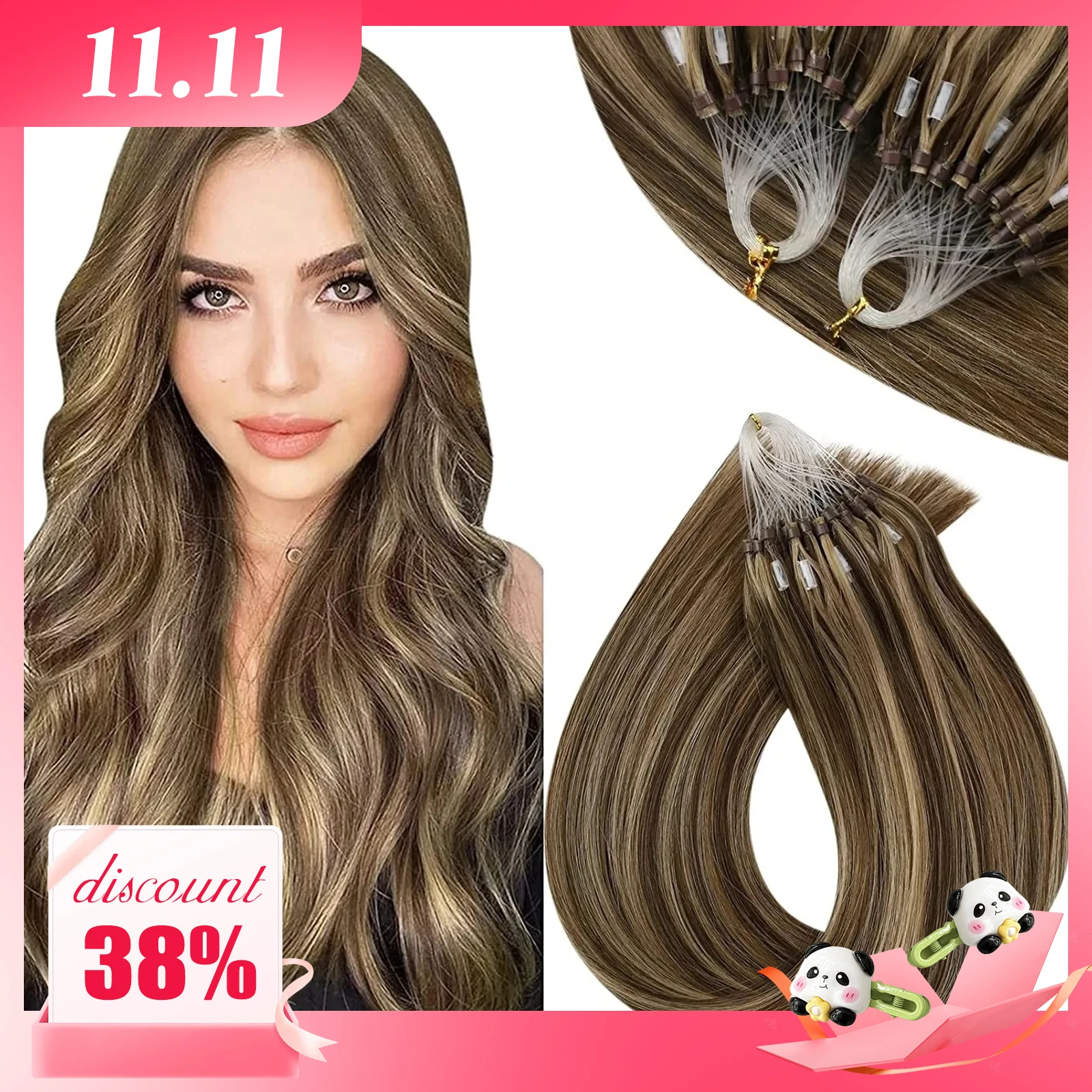 VeSunny Remy Micro Loop Menschliches Haar Extensions Micro Perlen Haar Seidig Weich Micro Ring Haar Extensions 1g/strand 50g