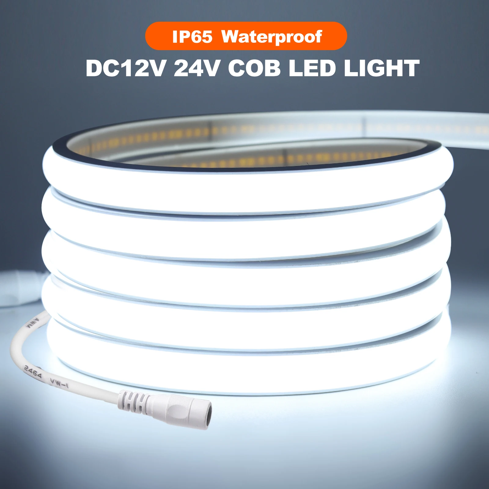 Tira de neón COB de 12V, 24V, 320Leds/M, resistente al agua, 3000K, 4000K, 6000K, decoración del hogar, cinta Flexible de alto brillo, luz LED de 0,5 M-20M