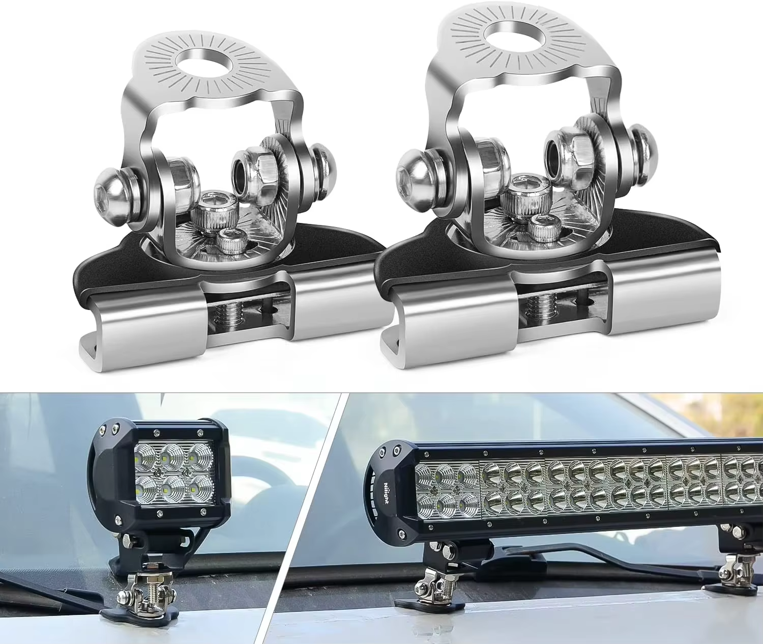 2 stks/set Auto Mount Werklamp Beugel Klem Rvs Pijler Kap Off Road Led Verlichting Bar Houder Accessoires Universeel