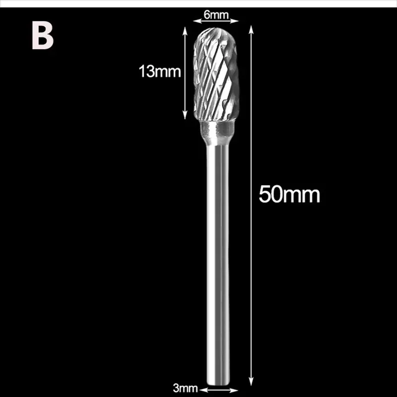 3X6Mm Thép Tungsten Carbide Burr Cắt Dụng Cụ Xoay Burr Đôi Cắt Kim Cương Xoay Dụng Cụ Đánh Bóng Gỗ Kim Loại đánh Bóng