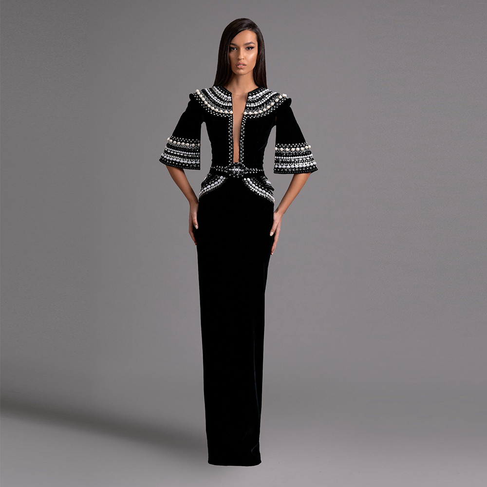 Bezaubernde, mit Perlen besetzte Brautkleider für die Brautmutter, halbe Ärmel, O-Ausschnitt, exquisite Perlenstickerei, Meerjungfrau, bodenlang, Party-Kleider nach Maß