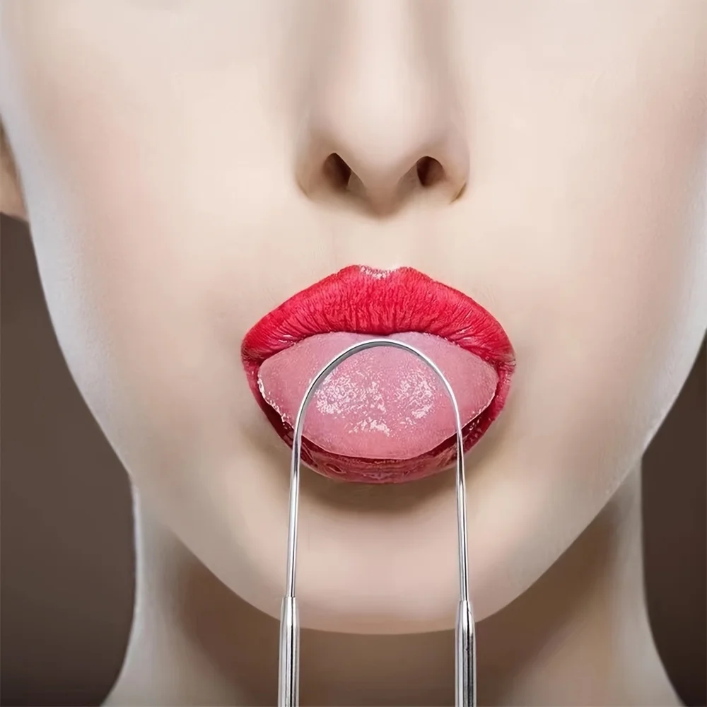 1/2/6pcs 스테인레스 스틸 혀 청소 혀 스크레이퍼 재사용 가능한 혀 코팅 청소 스크레이퍼 은빛 U 모양의 혀