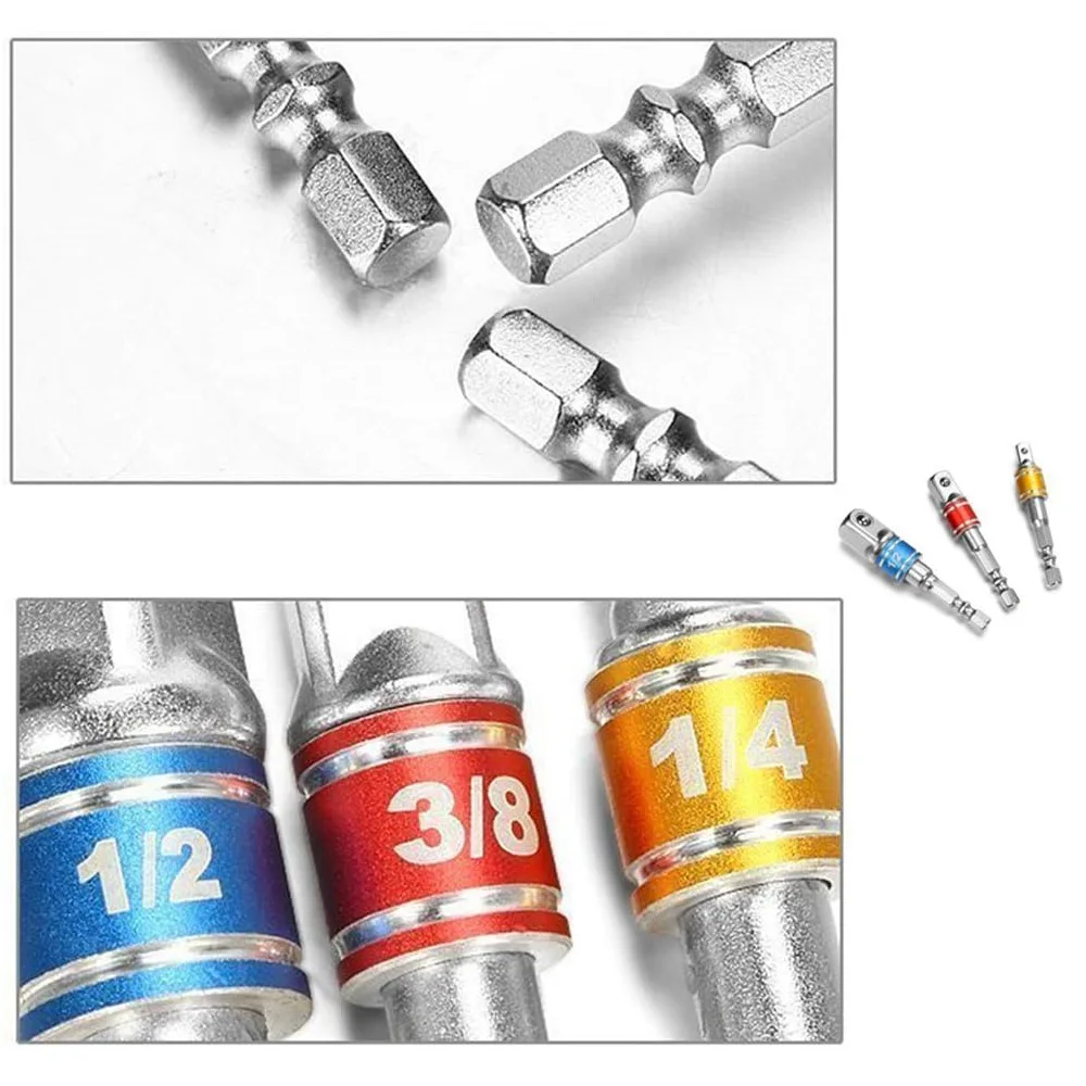 Impact Driver Socket Extension Adapter Extended Converter Power Drill Hex To High Speed Nut Male Square Wrench 1/4 3/8 1/2