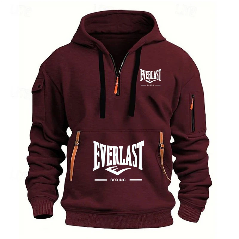 Moda Otoño e Invierno ropa de marca para hombres diseño con múltiples cremalleras Sudadera con capucha impresa sudadera casual jersey con capucha suelta
