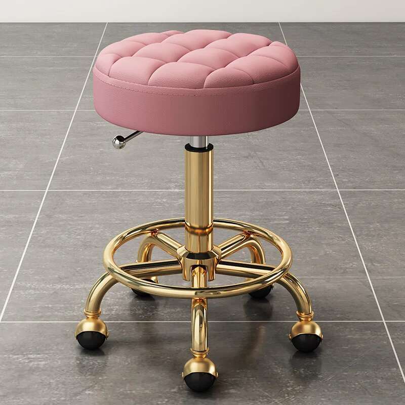 Poltrone da parrucchiere per salone di barbiere sedia da trucco di bellezza dorata mobili sgabello da scrivania per ufficio con ruote sgabelli rotondi di sollevamento girevoli