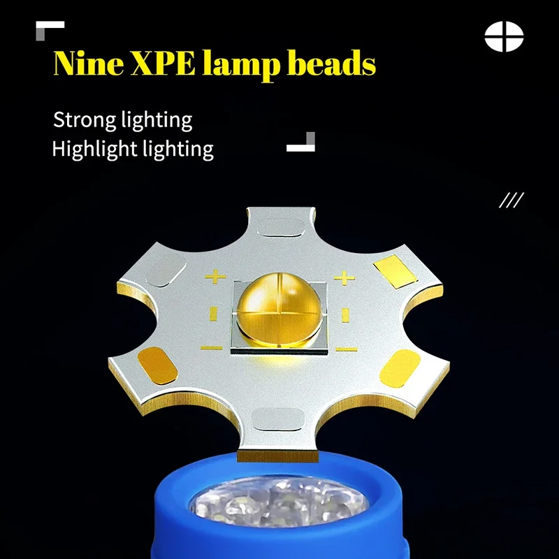 Mini tragbare Taschenlampe neun xpe Lampe Perlen starke Beleuchtung mit 3 Nr. 7 Batterien Fest fokus Tasche Outdoor-Not lampe