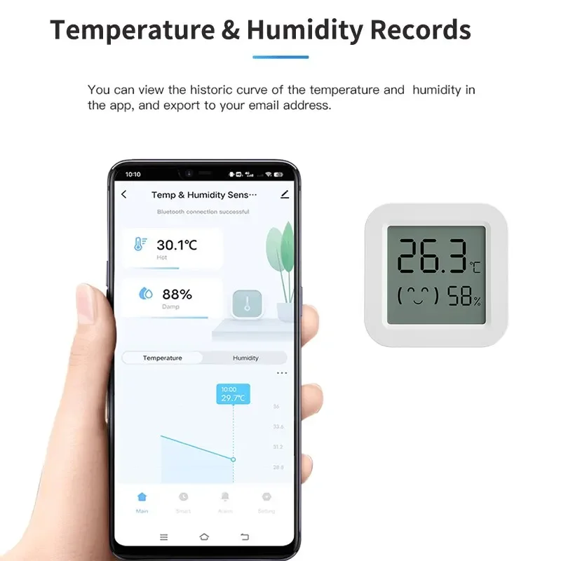 Sensor de temperatura y humedad Tuya, Mini pantalla LCD Compatible con aplicación Bluetooth, Control remoto, termómetro, higrómetro