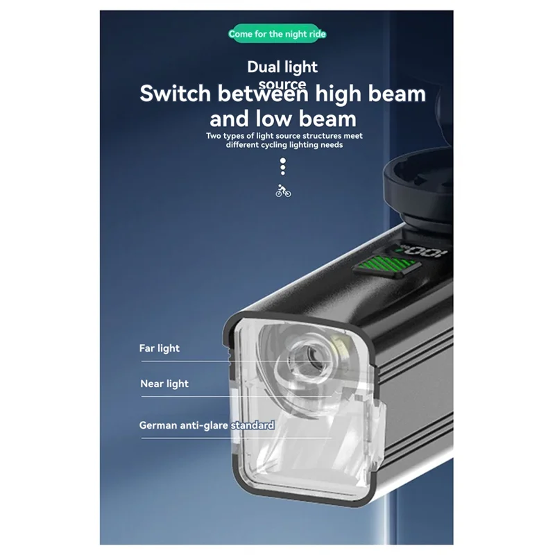 FEDI-Cycling Lights Bicycle Headlights With High And Low  Switch 800 Lumens USB-C Charging For Cyclists And Commuters