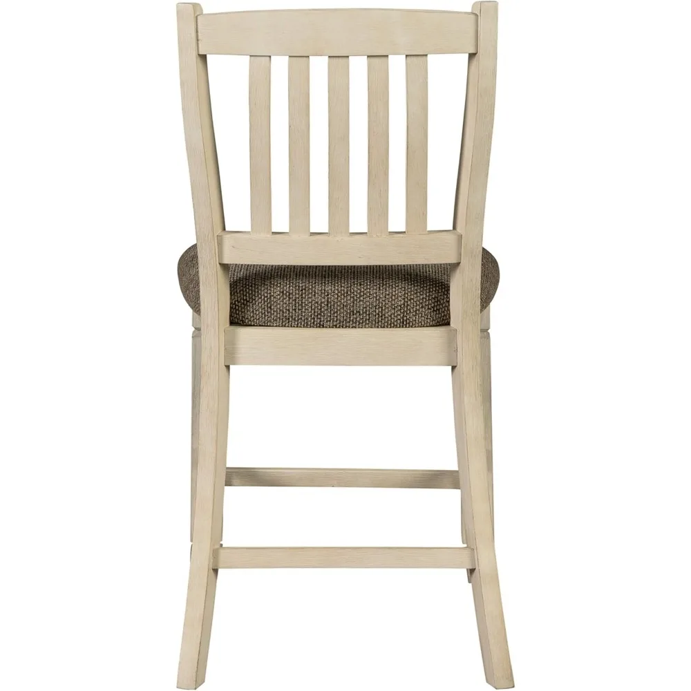 Signature Design by Ashley Bolanburg 24" Counter Height Farmhouse Barstool, 2 Count, Antique White