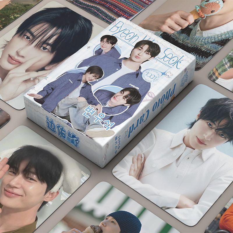 50 шт., набор голографических фотокарт Byeon Wooseok с корейской звездой-драматический набор Loverly Runner, лазерная ломо-карта, подарок для косплея