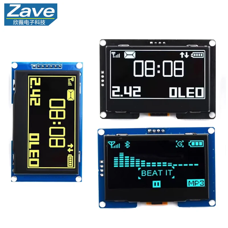 Módulo de pantalla OLED de 2,42 pulgadas y 2,42 pulgadas, módulo de pantalla LCD HD de 128x64 SSD1309, interfaz serie SPI/IIC I2C de 7 pines para Arduino UNO R3