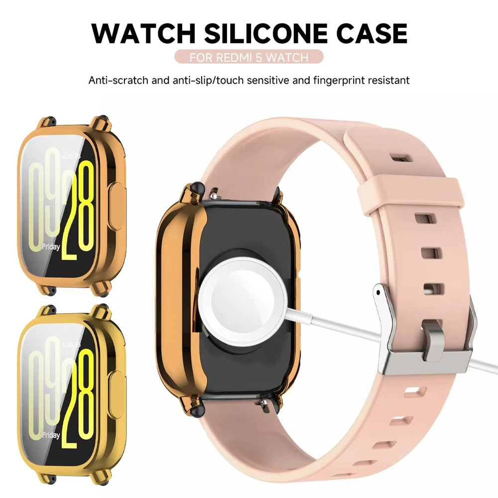 Funda todo incluido de TPU para Redmi Watch 5 Lite/5 Active Soft TPU Plating Protector Watch Cover Suit para Redmi Watch