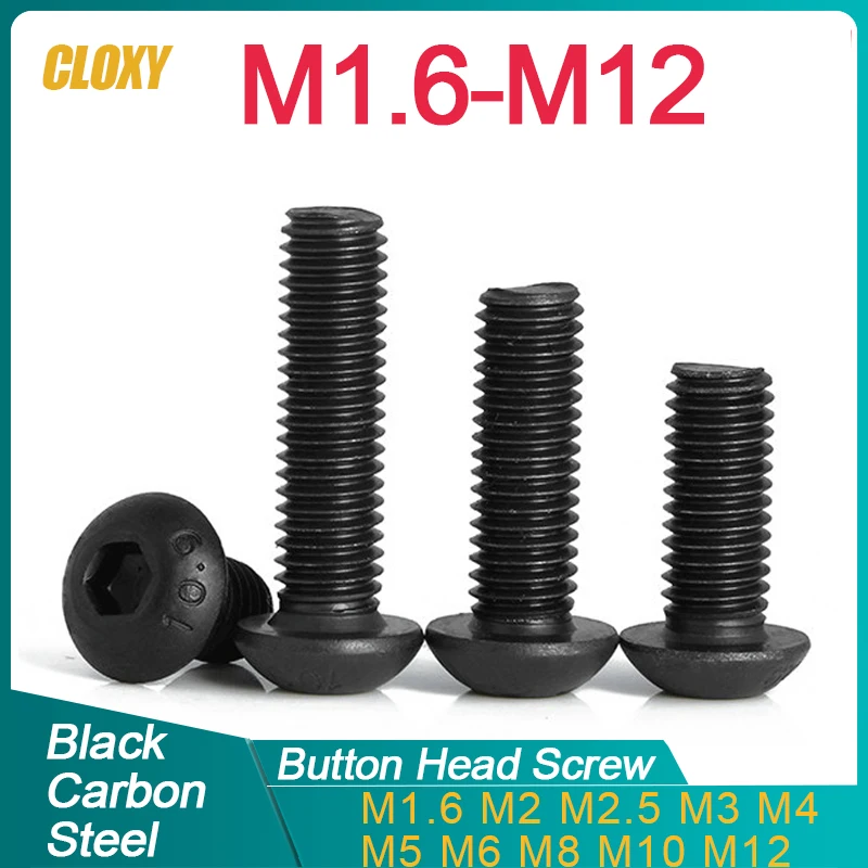 100/ 50/ 20/ 10/ 5/ 2/ 1 Uds M1.6 M2 M2.5 M3 M4 M5 M6 M8 M10 M12 Grado10.9 tornillos de cabeza de botón redondo ISO7380