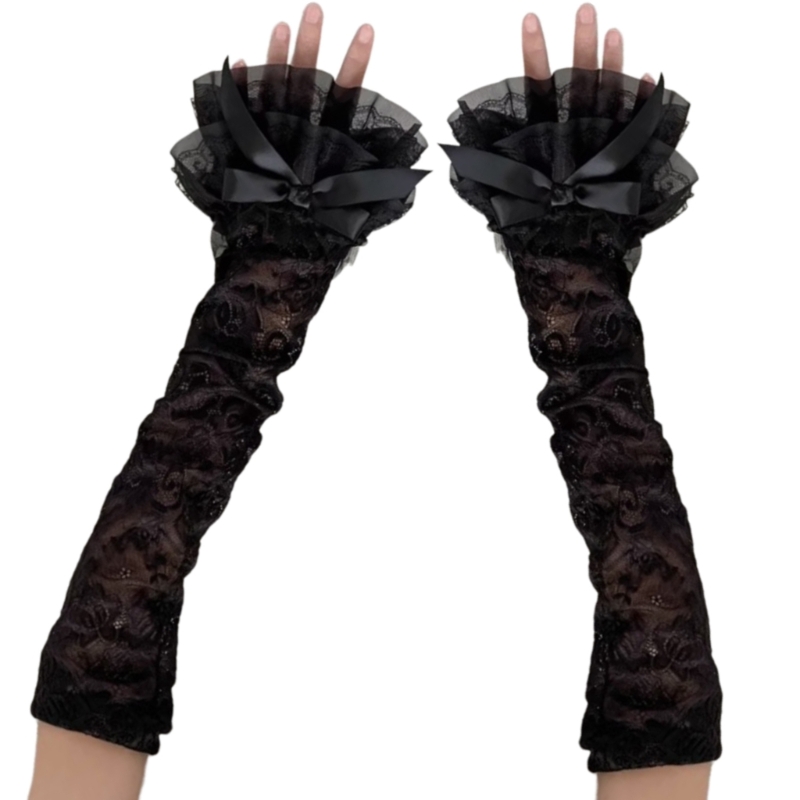 Y166 Punk-Handschuhe, Braut-Handgelenkwärmer, fingerlose Handschuhe für Halloween-Party