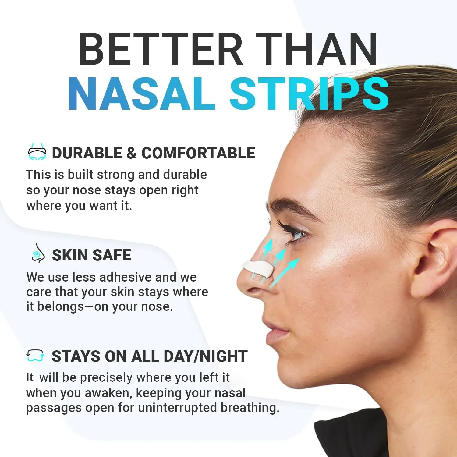 Dilatadores de respiración nasal, tiras nasales magnéticas que aumentan la entrada de aire, mejoran la calidad del sueño, reducen los ronquidos
