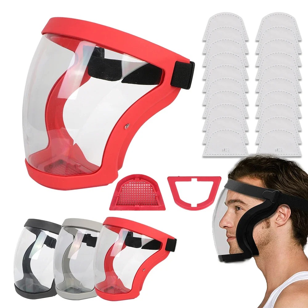 Full Face SHIELD หน้ากากโปร่งใส HEAD Eye SAFETY ป้องกันแว่นตาหน้าจอ Visors ฝุ่น WindProof Anti-FOG เครื่องมือห้องครัว