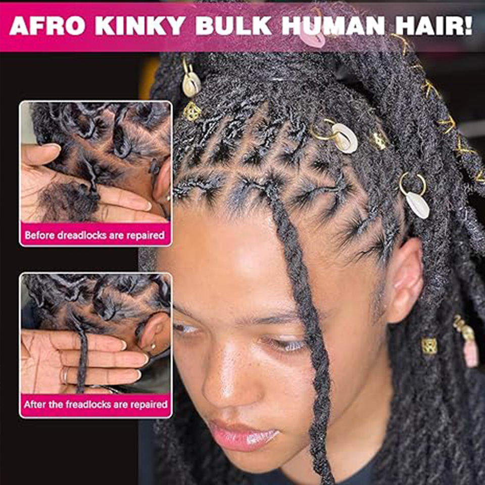 ブラジルレミー髪アフロ変態カーリーバルク人毛編組ドレッドロック 50 グラム/ピースヘアエクステンションナチュラルロックかぎ針編みツイスト