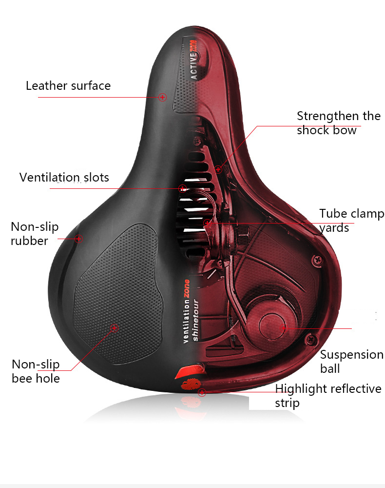 Sillín de bicicleta hueco reflectante que absorbe los golpes, asiento de bicicleta MTB, transpirable, resistente a la lluvia, accesorio para ciclismo de montaña y carretera