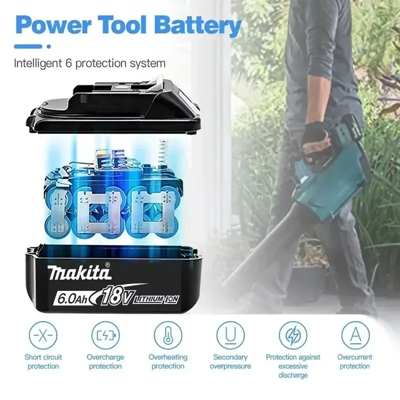 Batería Original Makita 6Ah 18V para Makita BL1830B BL1850B BL1850 BL1840 BL1860 batería de litio de repuesto