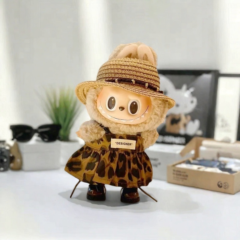Мини-кукольная одежда, аксессуары для корейки Kpop 15-17 см Labubu V1 V2 и 10 см хлопковое платье с леопардовым принтом, одежда