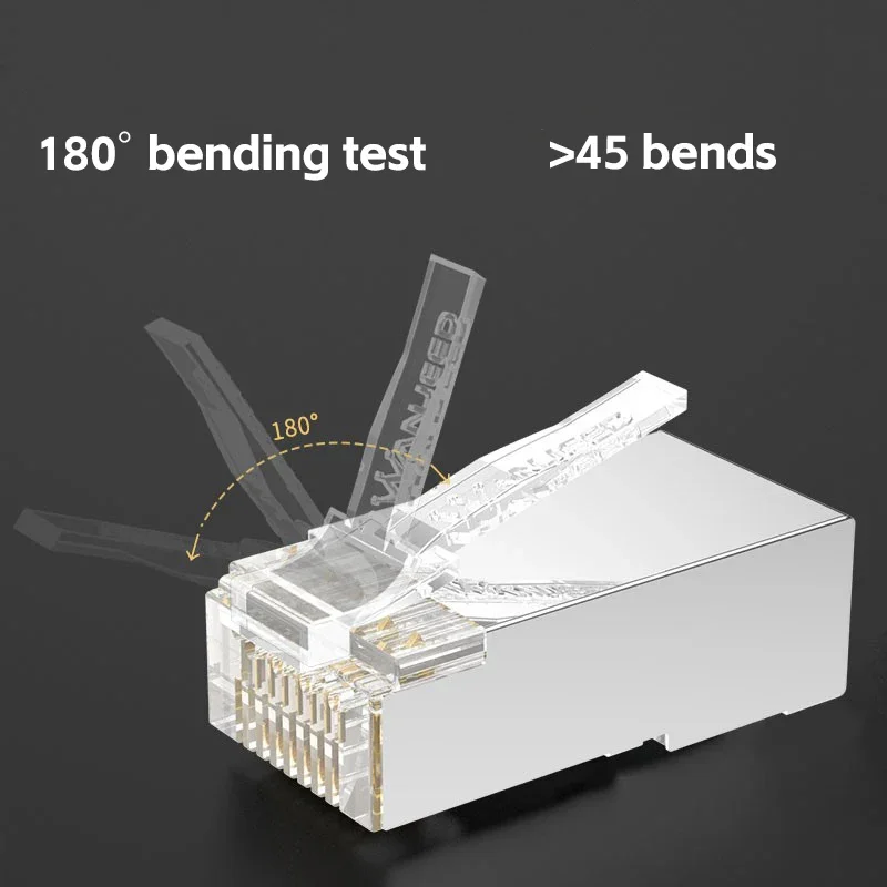 Cat6 Pass Through Shielded RJ45 Modular Plug Gold Plated 8P8C RJ45 Ends Network Connectors UTP STP For Solid Stranded Wires