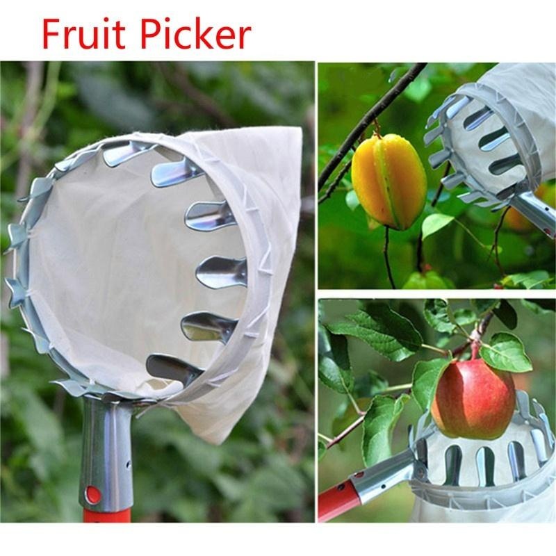 Recolector de frutas de Metal para huerto, manzana, melocotón, herramientas para recoger árboles altos, bolsa de colección, recogedor de frutas, suministros de frutas para granja